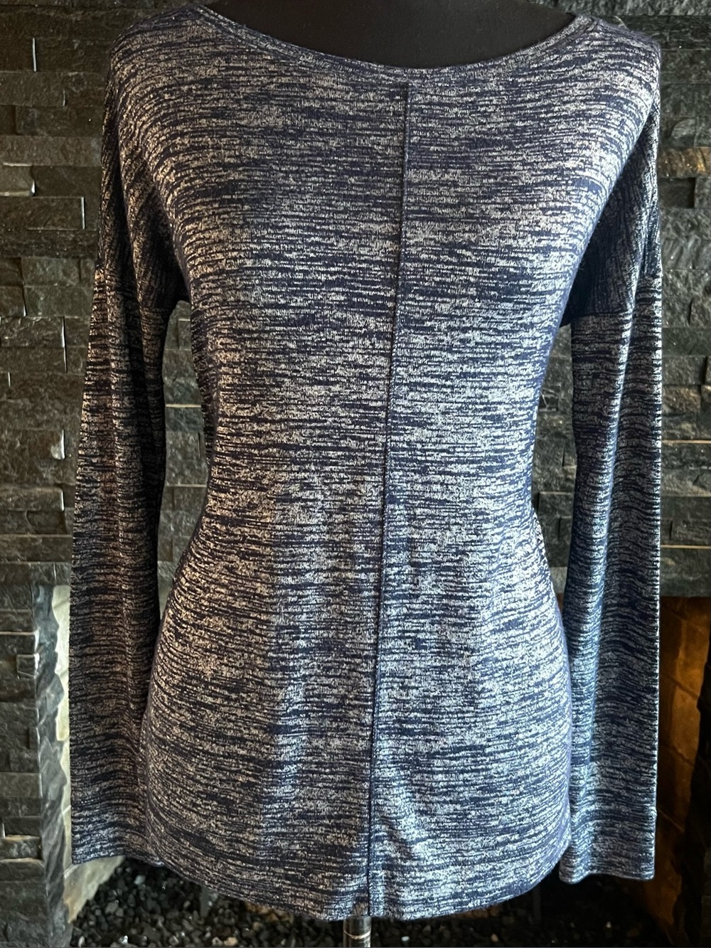 Lou & Grey Navy and grey Marled Long-Sleeve tee